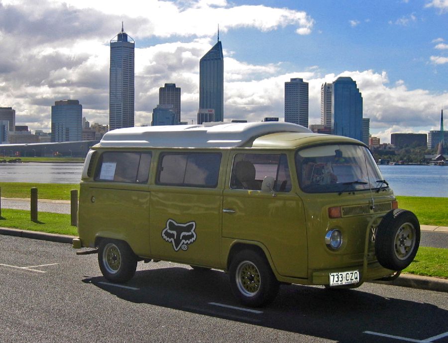 Ethel in front of Perth CBD