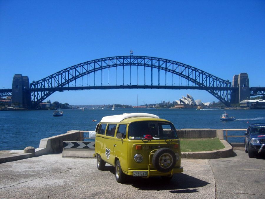 Ethel in front of Sydney Harbour Bridge