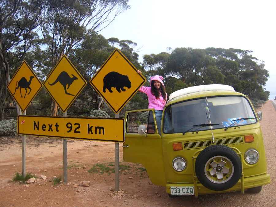 Ethel and Manda by Animals ahead roadsign