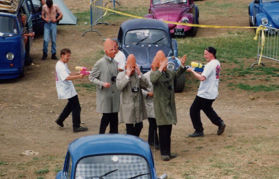 The Coneheads get a soaking (Beelt Bash '94?)