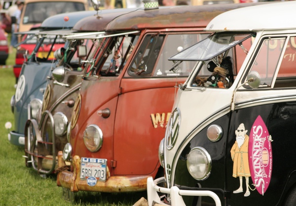 Line-up of VW Camper vans