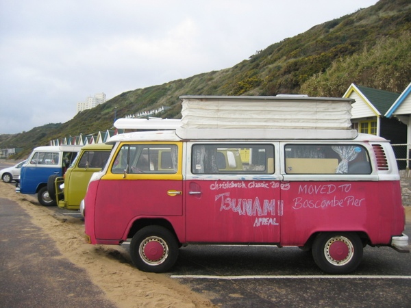 Buses lined up along Boscombe Pier