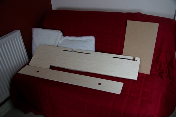 Partly restored boards (sanded, cleaned, covered in fablon)