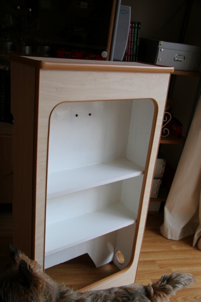 The (almost) finished wardrobe unit (with added shelves). Edge trim now added