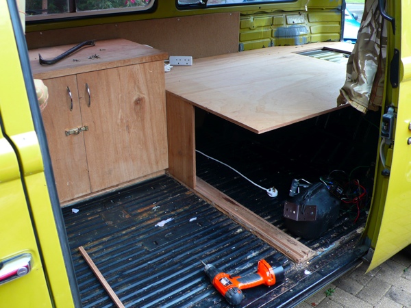 Removing the old interior, ready for re-furbed Dormbile interior