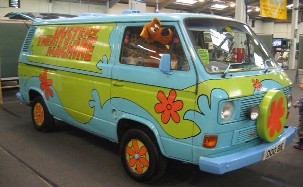 The Mystery Machine, driven by Scooby