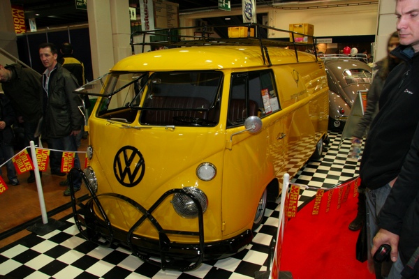 Yellow split-screen panel van