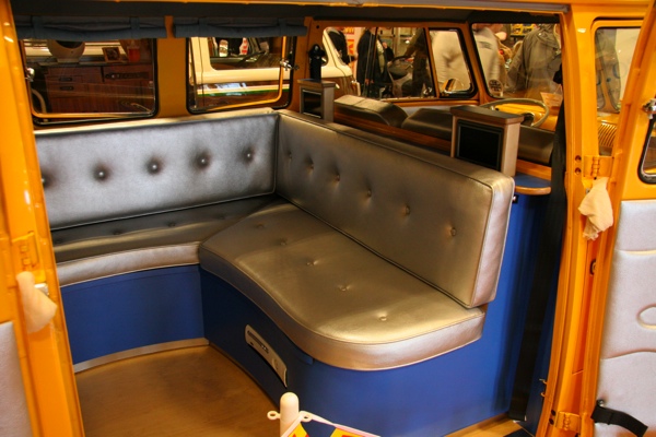 Lurid bus interior