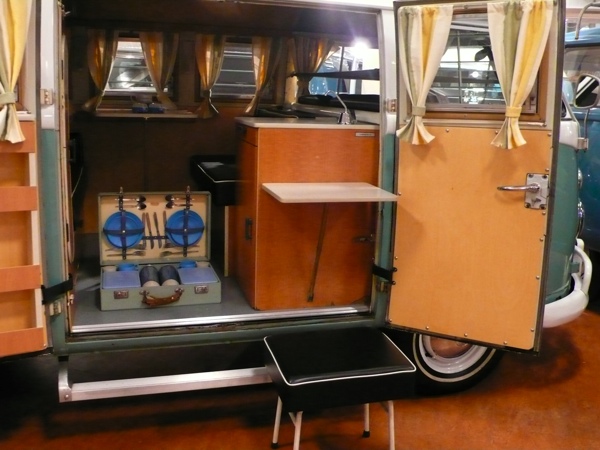 Traditional bus camping interior